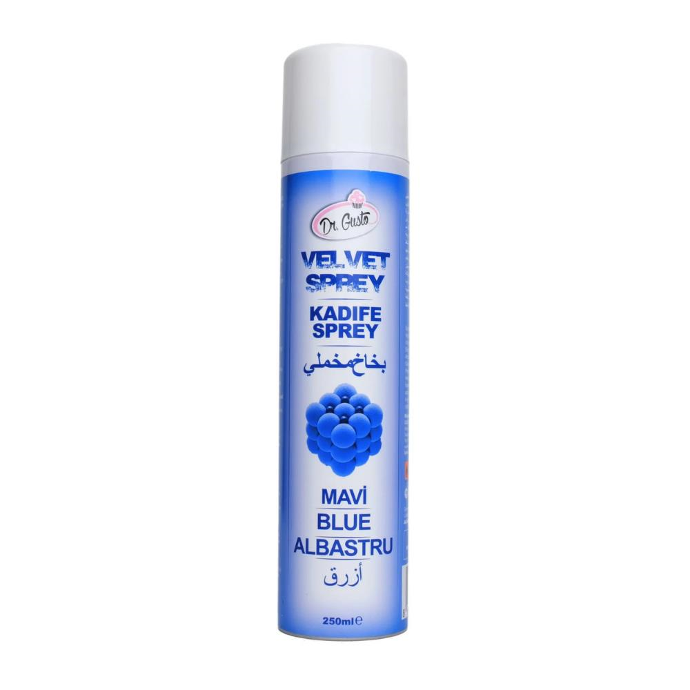 Mavi Kadife Sprey Pasta Boyası 250 ml – Pasta, Mousse, Tatlı ve Şekerleme Kaplama Spreyi