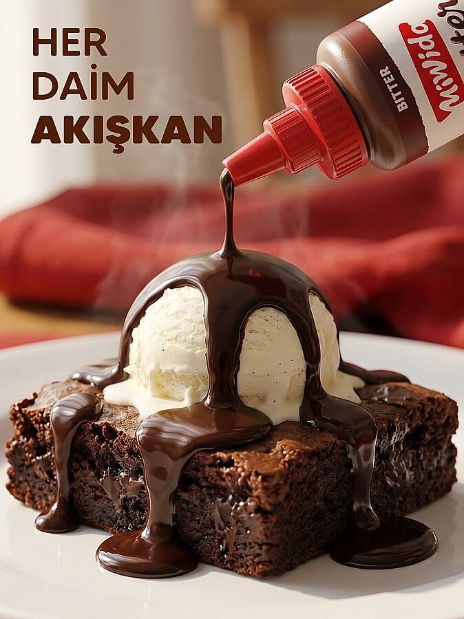 MİWİDA Bitter Çikolata Sos - Pratik Waffle, Pankek, Krep, Kruvasan ve Tatlı Sosu 330 Gr