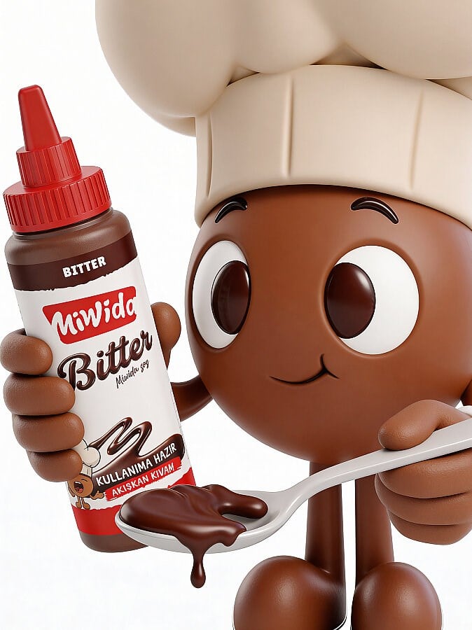 MİWİDA Bitter Çikolata Sos - Pratik Waffle, Pankek, Krep, Kruvasan ve Tatlı Sosu 330 Gr