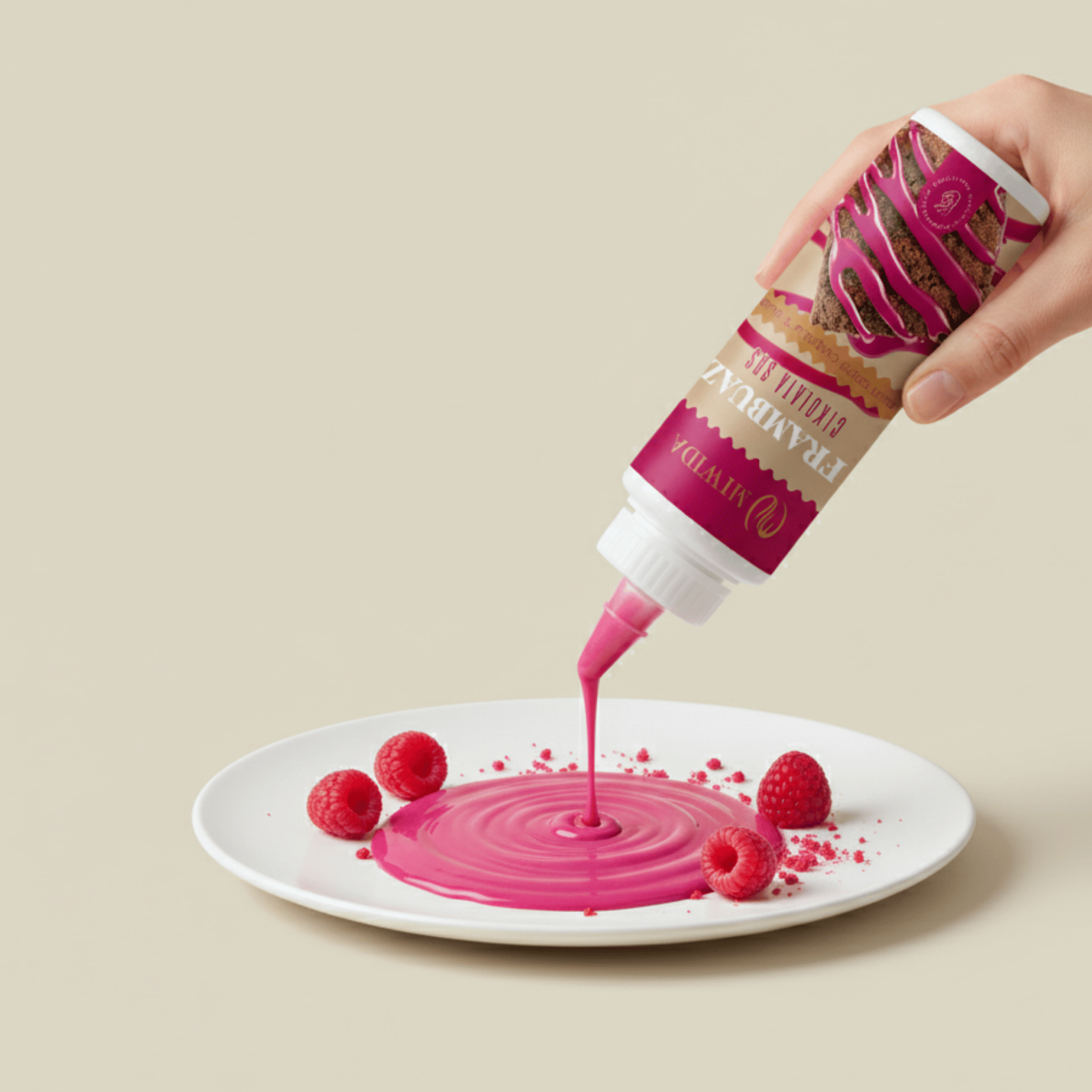 MİWİDA Frambuaz Aromalı Sos - Pratik Waffle, Pankek, Krep, Kruvasan ve Tatlı Sosu 330 Gr