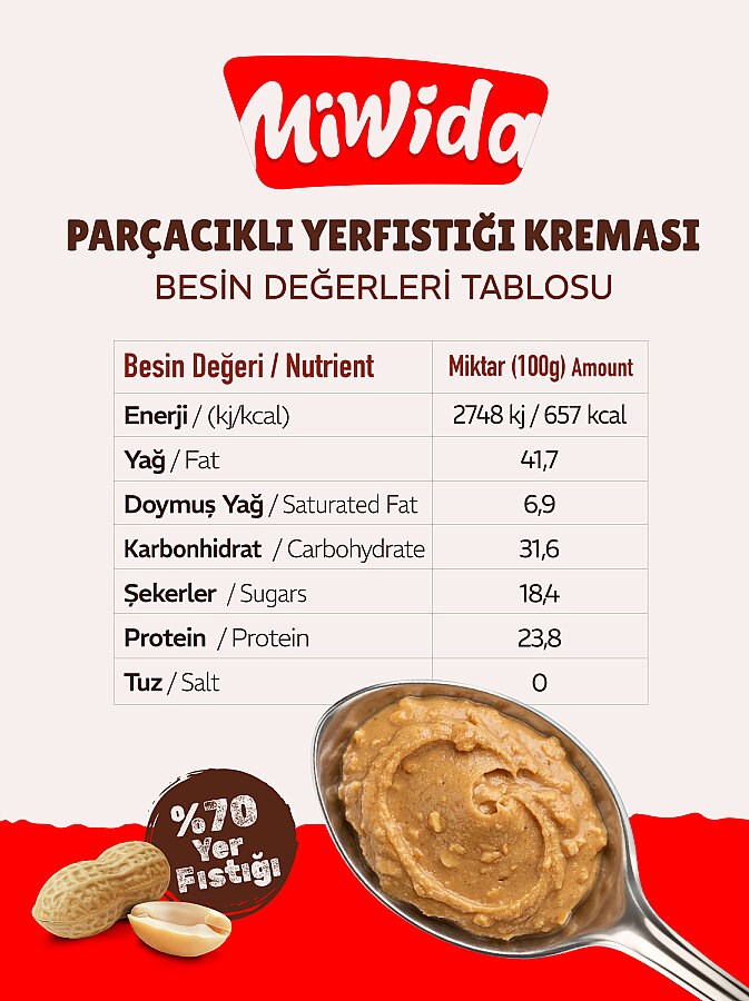 MİWİDA Parçacıklı Yer Fıstığı Kreması 350 G