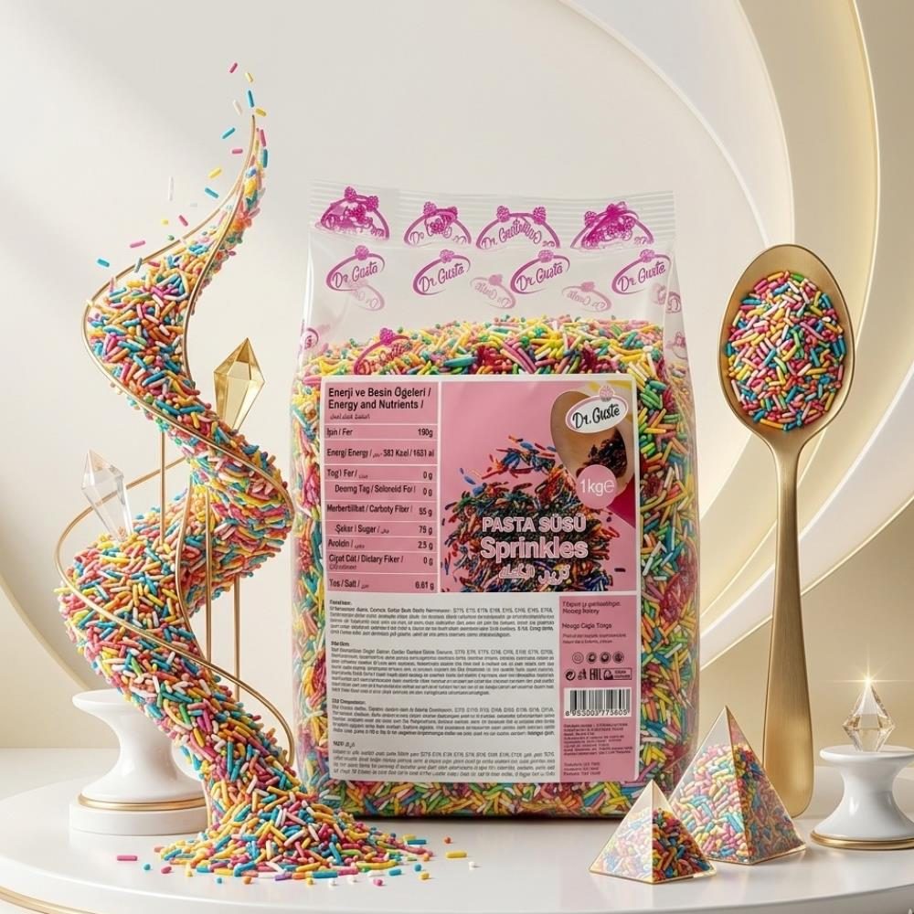 Pasta Süsü Renkli Granül Şeker 1 Kg – Pasta ve Tatlı Dekorasyonu İçin Renkli Süsleme Şekeri
