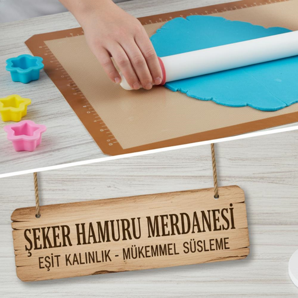 Polikarbon Merdane 33 cm – Şeker Hamuru, Kurabiye ve Hamur Açma İçin Profesyonel Merdane