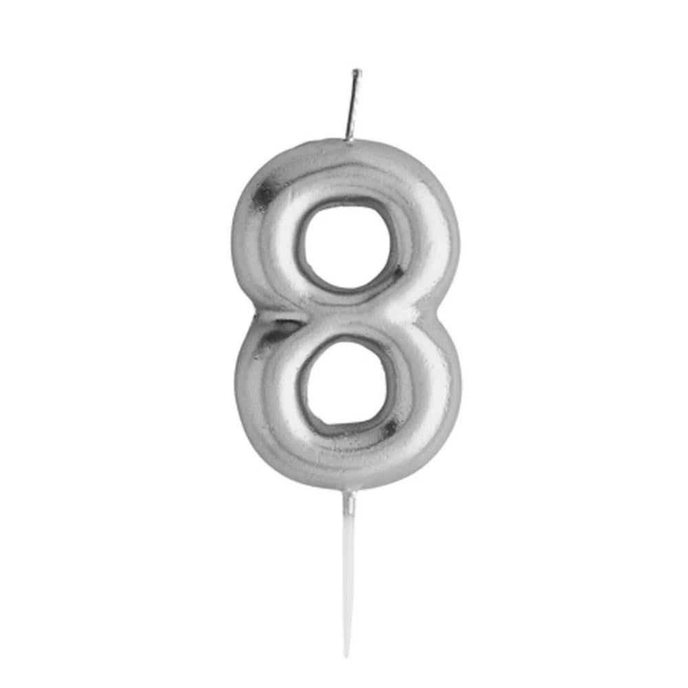Rakamlı Gümüş Silver Pasta Mumu Yaş 8