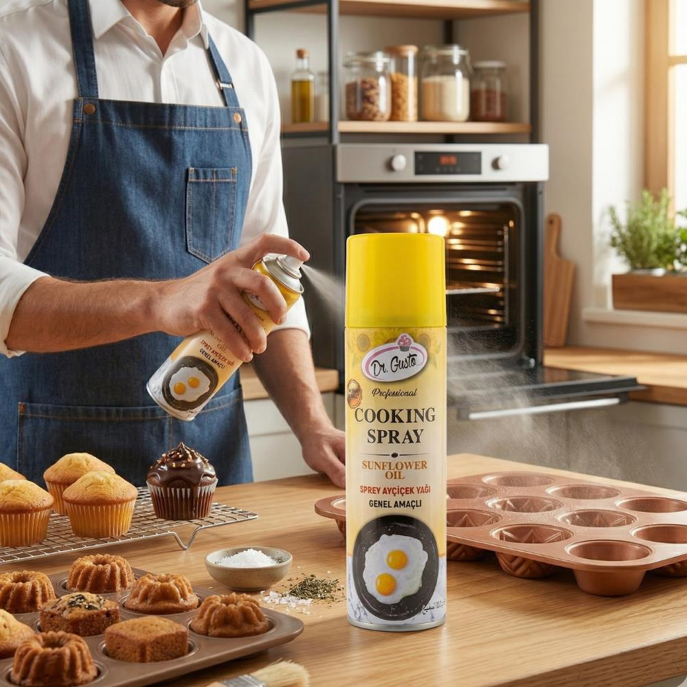 Sprey Ayçiçek Yağı 250 ML – Yapışmaz Pişirme Spreyi & Kalıp Ayırıcı Yağ