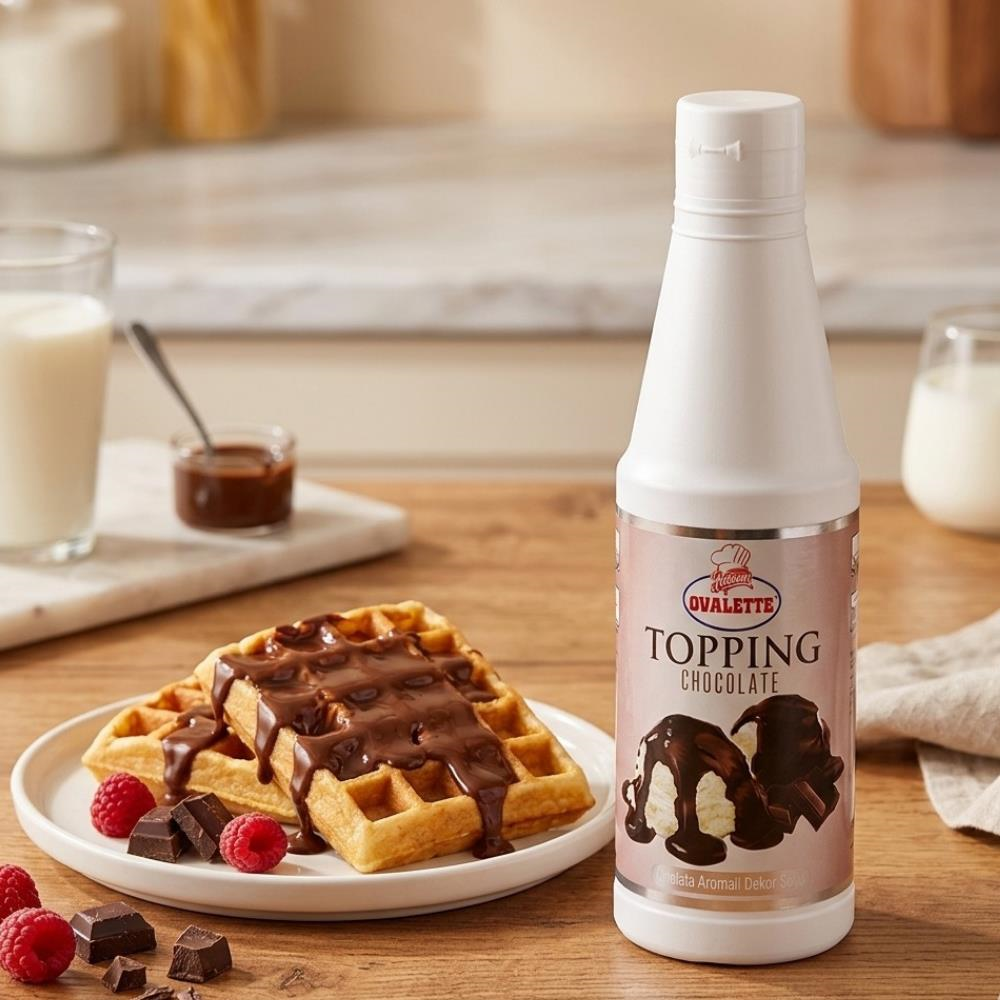 Topping Çikolatalı Sos 1 Kg – Waffle, Pancake, Tatlı ve İçecekler İçin Yoğun Çikolata Aromalı Topping