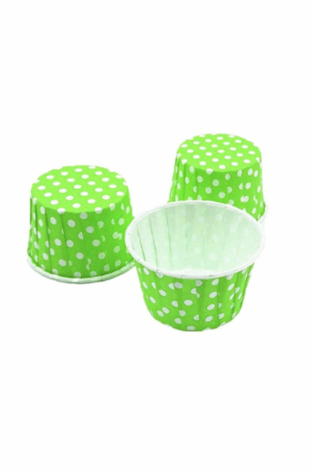 Yeşil Puantiyeli Muffin Kağıt Kapsül 25 Adet 50x39 Mm