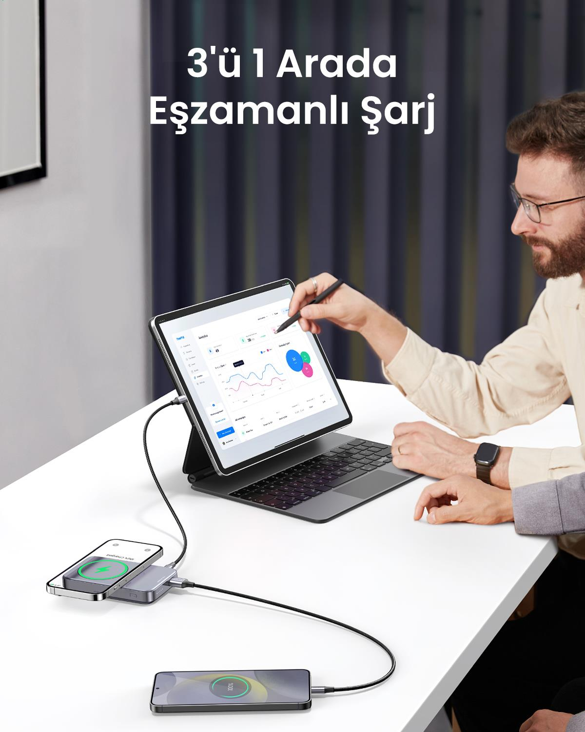 UGREEN 10.000 mAh 22,5W Magsafe Wireless Standlı