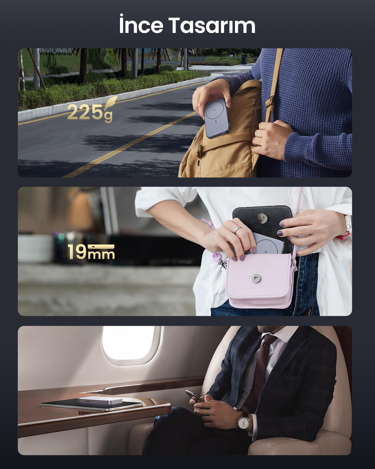 UGREEN 10.000 mAh 22,5W Magsafe Wireless Standlı
