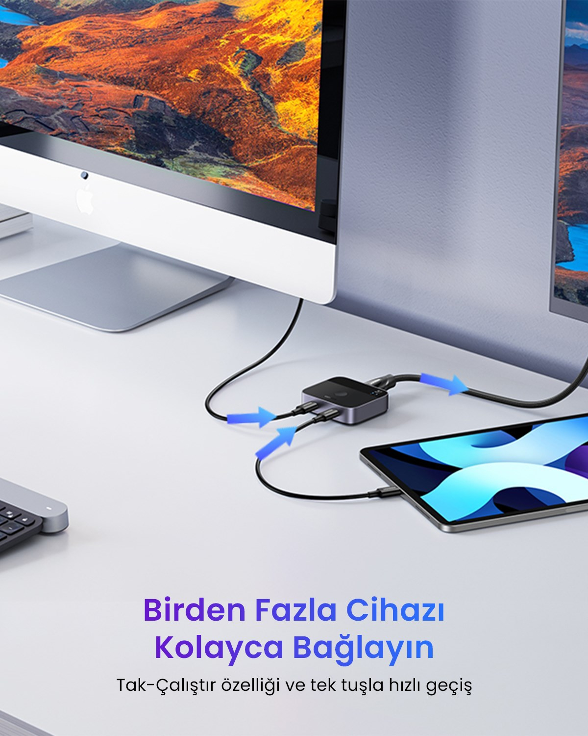 UGREEN 2-in-1 Çift Yönlü 4K@60Hz HDMI Switch, 55451