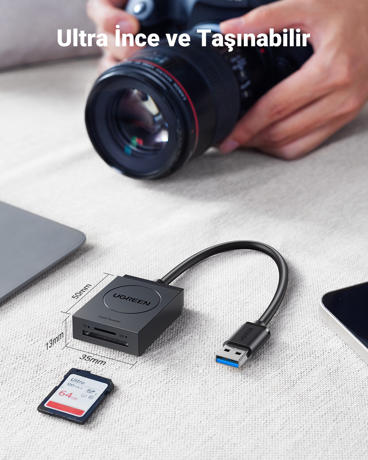 UGREEN 2-in-1 USB 3.0 SD/TF Kart Okuyucu, 20250