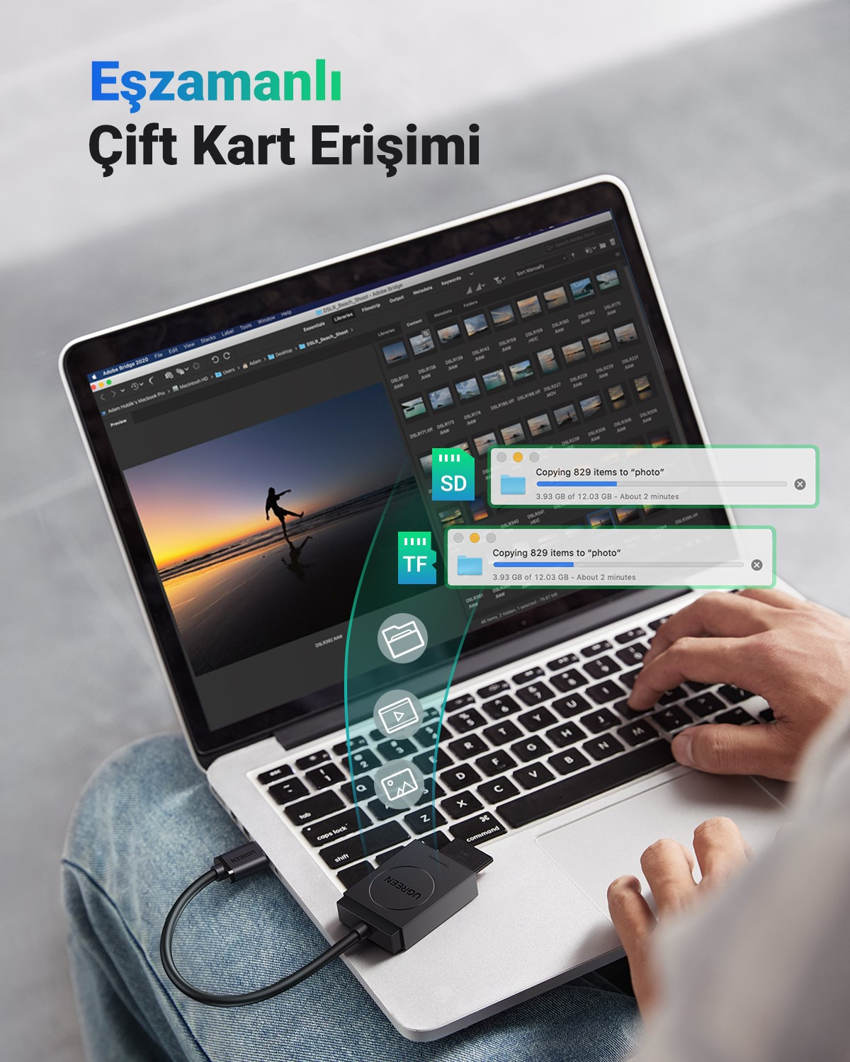 UGREEN 2-in-1 USB 3.0 SD/TF Kart Okuyucu, 20250