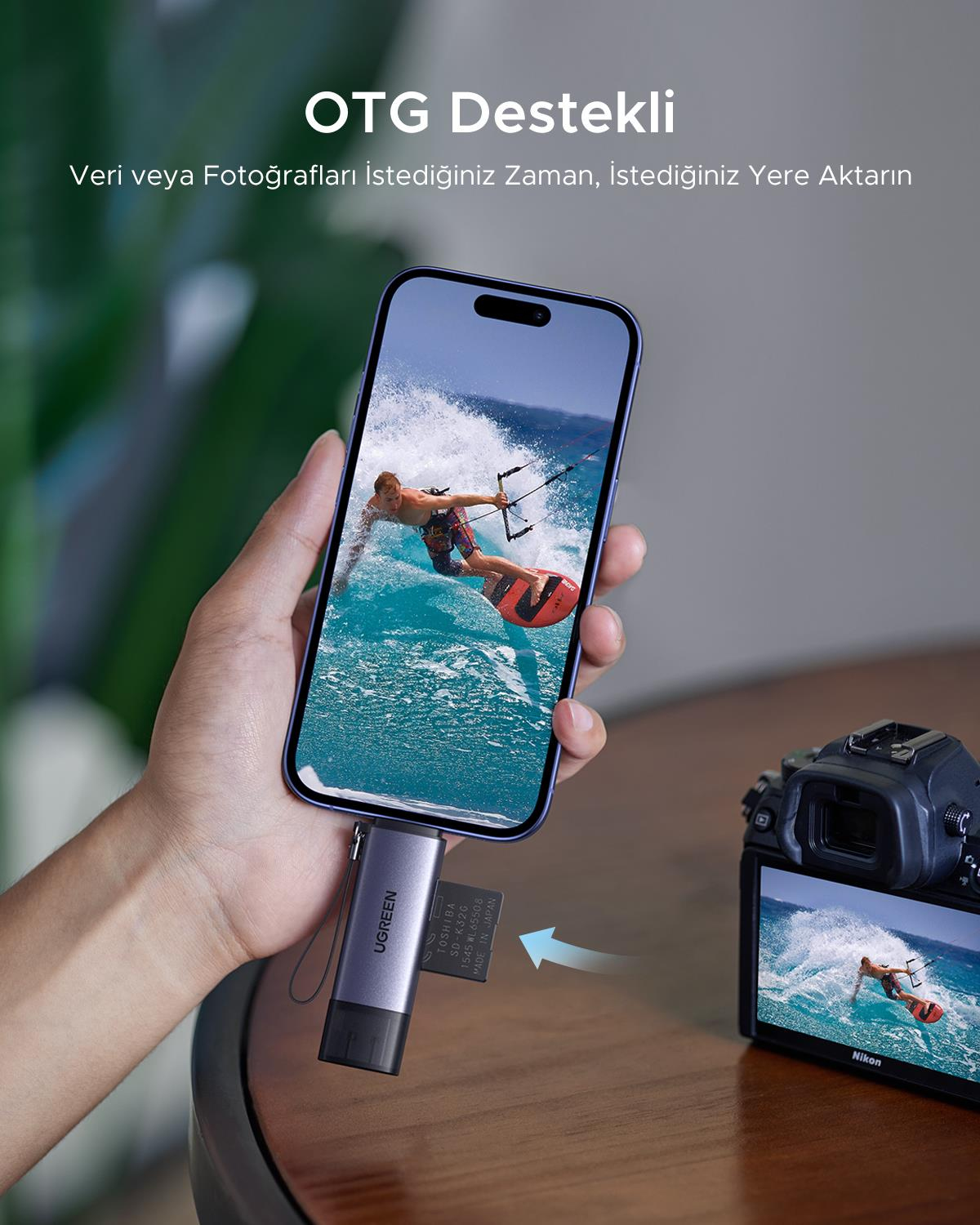 UGREEN 2-in-1 USB-C, USB-A SD, TF OTG Kart Okuyucu