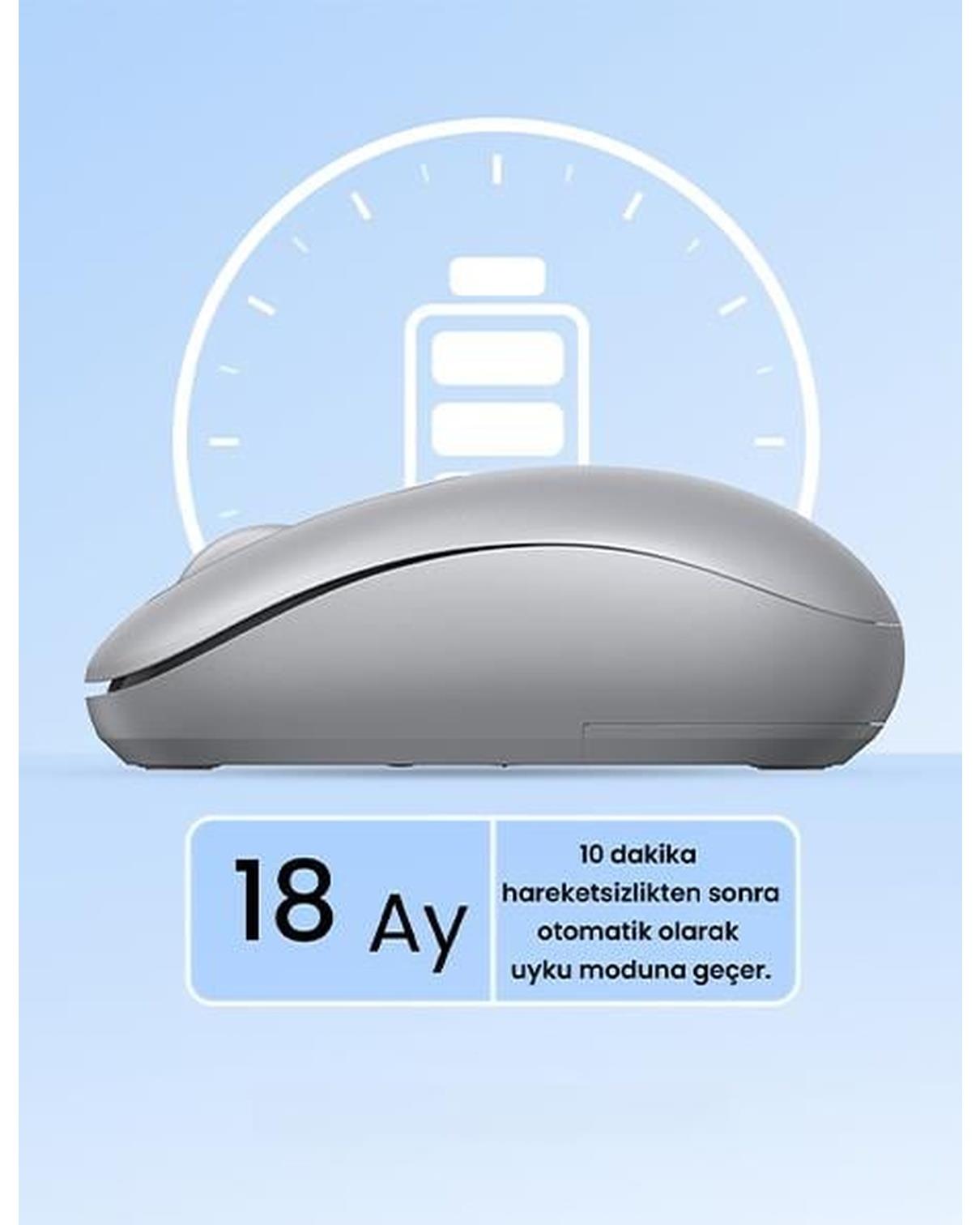 UGREEN 2400DPI 2.4Ghz Wireless Kablosuz Sessiz Mouse Gri, 90669