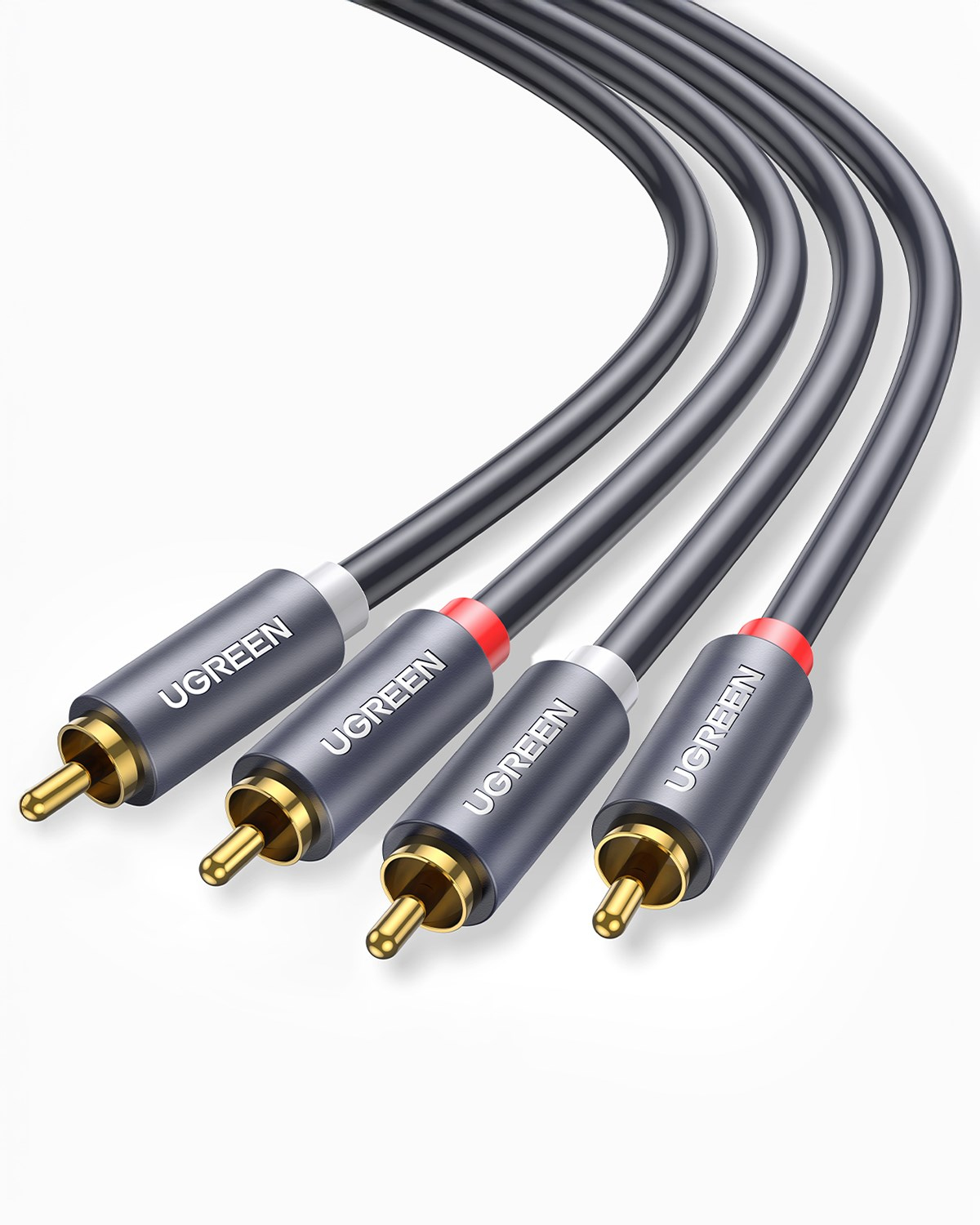 UGREEN 2RCA to 2RCA Ses Kablosu, 2 Metre, Antrasit, 10518