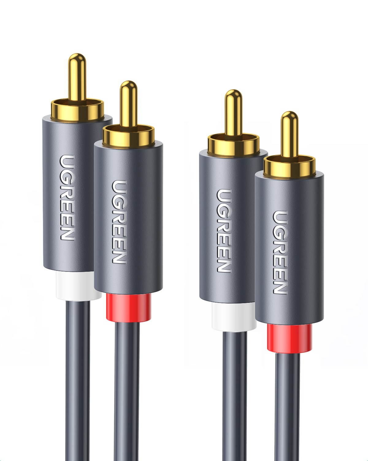 UGREEN 2RCA to 2RCA Ses Kablosu, 2 Metre, Antrasit, 10518