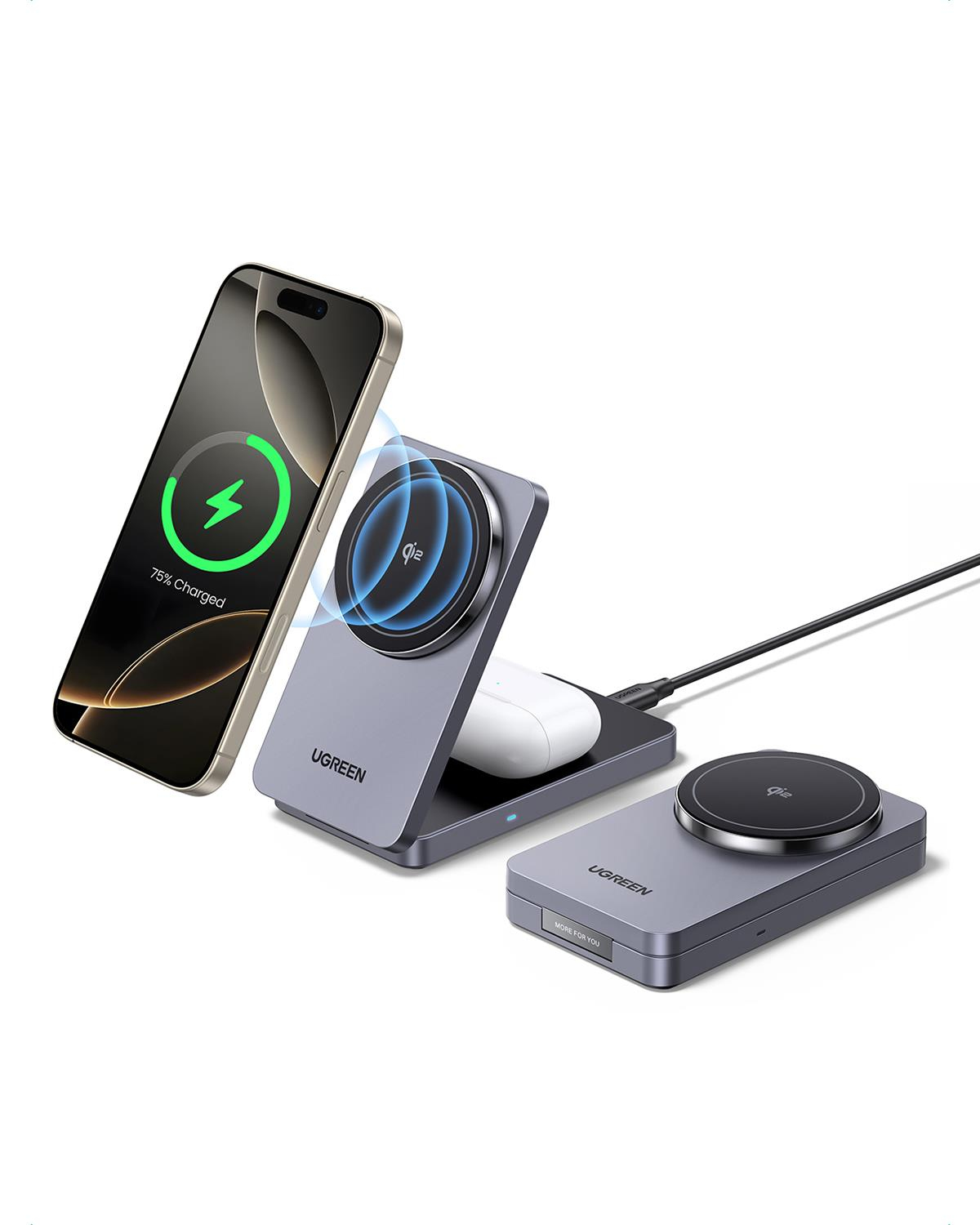 UGREEN 2si 1 Arada 30W Magnetik Wireless Kablosuz