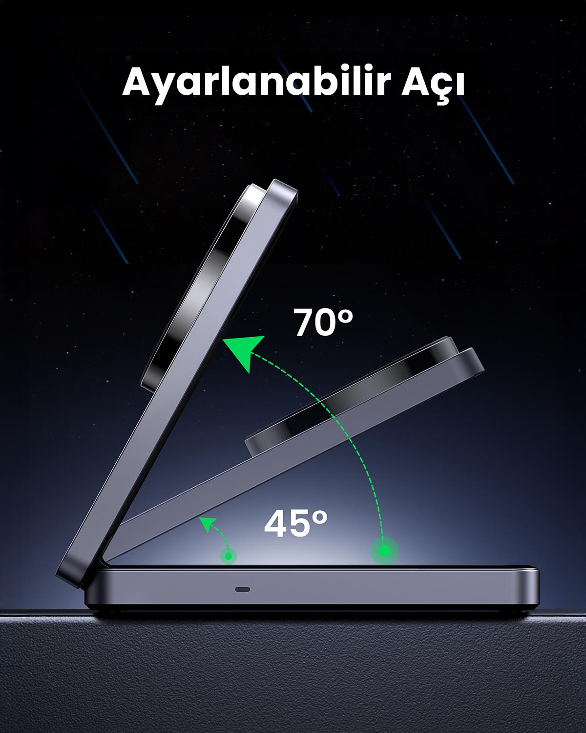 UGREEN 2si 1 Arada 30W Magnetik Wireless Kablosuz