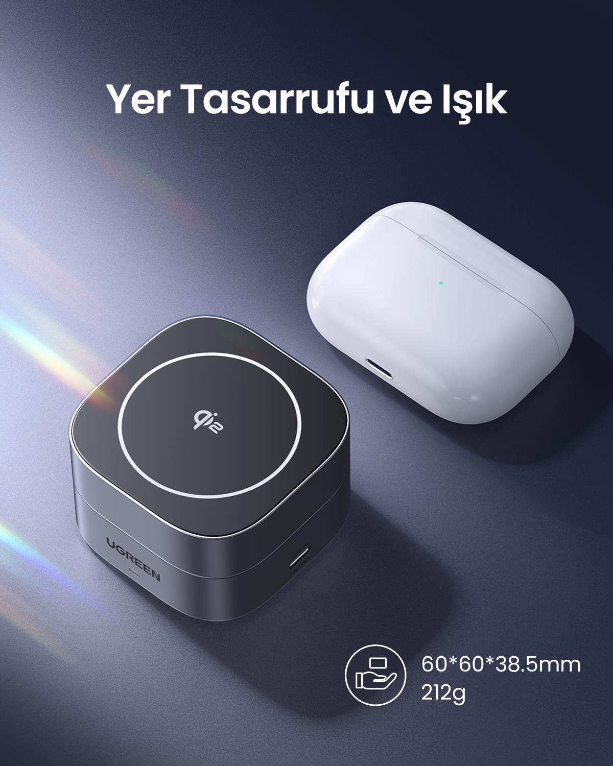 UGREEN 2'si 1 Arada MagSafe Kablosuz Hızlı Şarj Standı, 35316