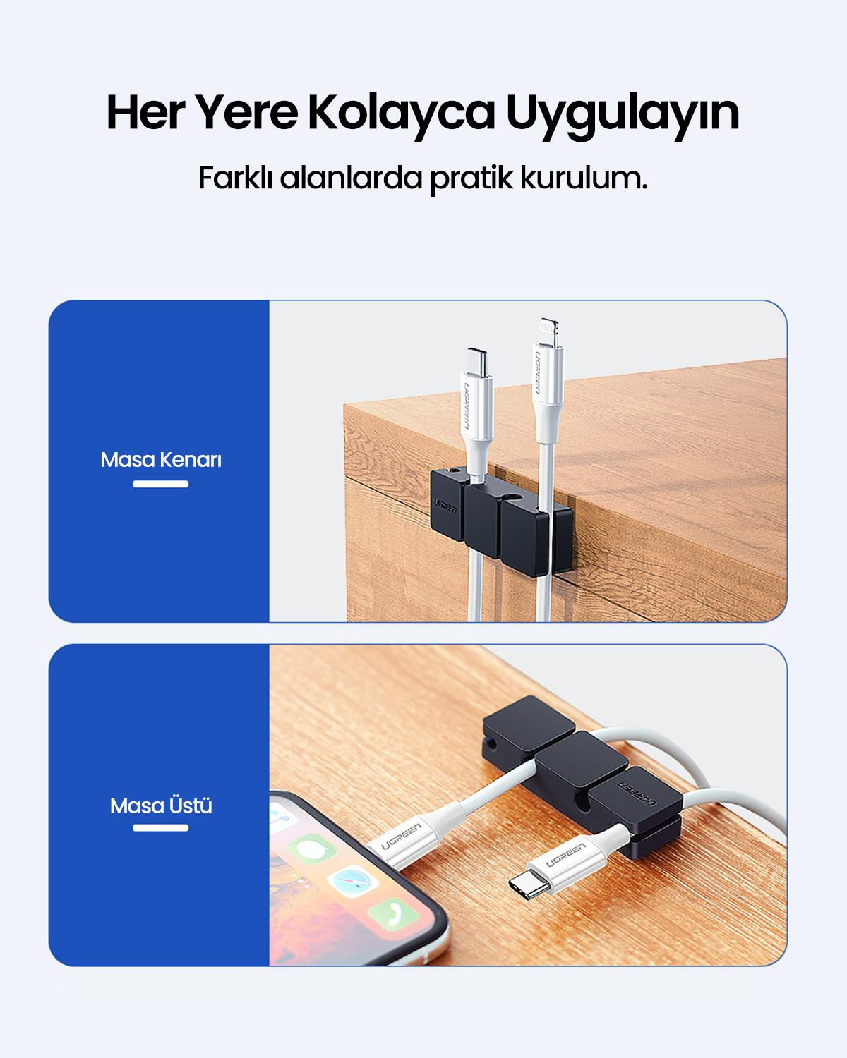 Ugreen 3 +1 Kanallı Silikon Kablo Düzenleyici Orga