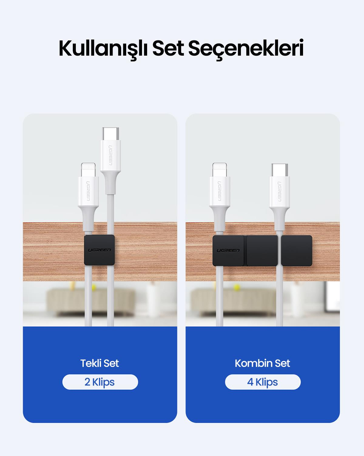 Ugreen 3 +1 Kanallı Silikon Kablo Düzenleyici Orga