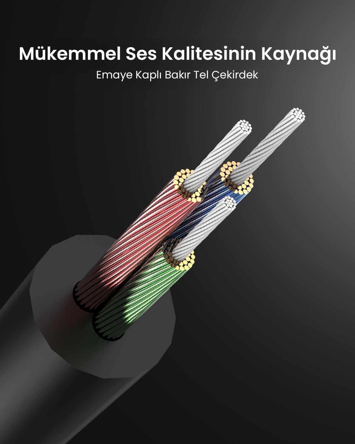 UGREEN 3.5mm Aux Ses Kablosu 2m Siyah