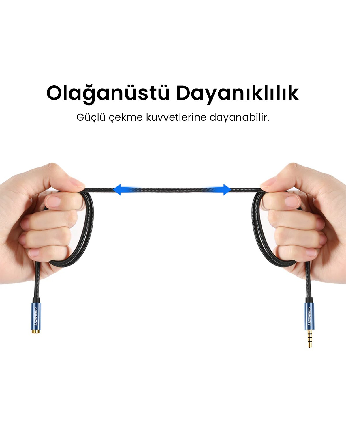 UGREEN 3.5 mm Jack Ses Aux Örgülü Uzatma Kablosu 2 Metre, 40675