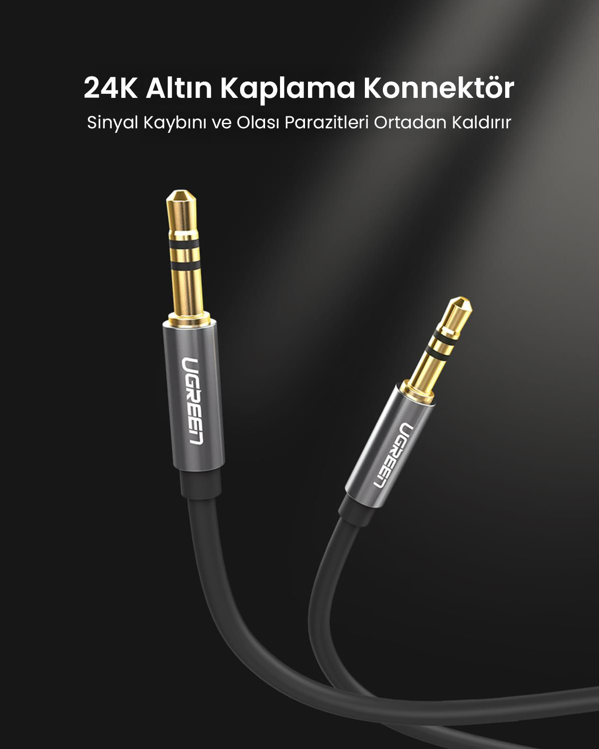 UGREEN 3.5mm Aux Ses Kablosu 2m Siyah