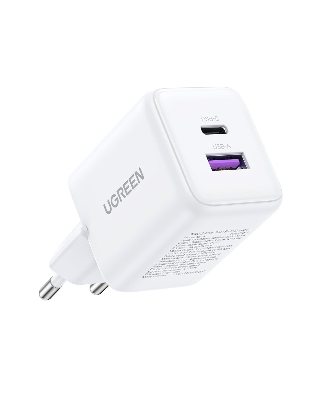 UGREEN 30W GaN Hızlı Şarj Cihazı 2 Portlu, 1xUSB-A