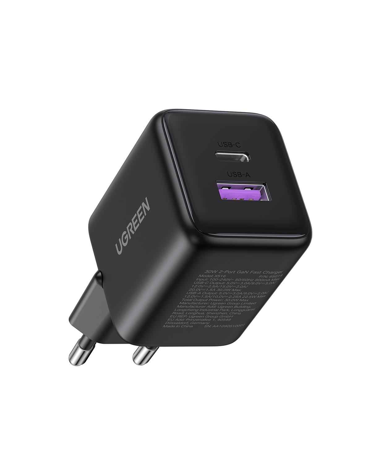 UGREEN 30W GaN Hızlı Şarj Cihazı 2 Portlu, 1xUSB-A