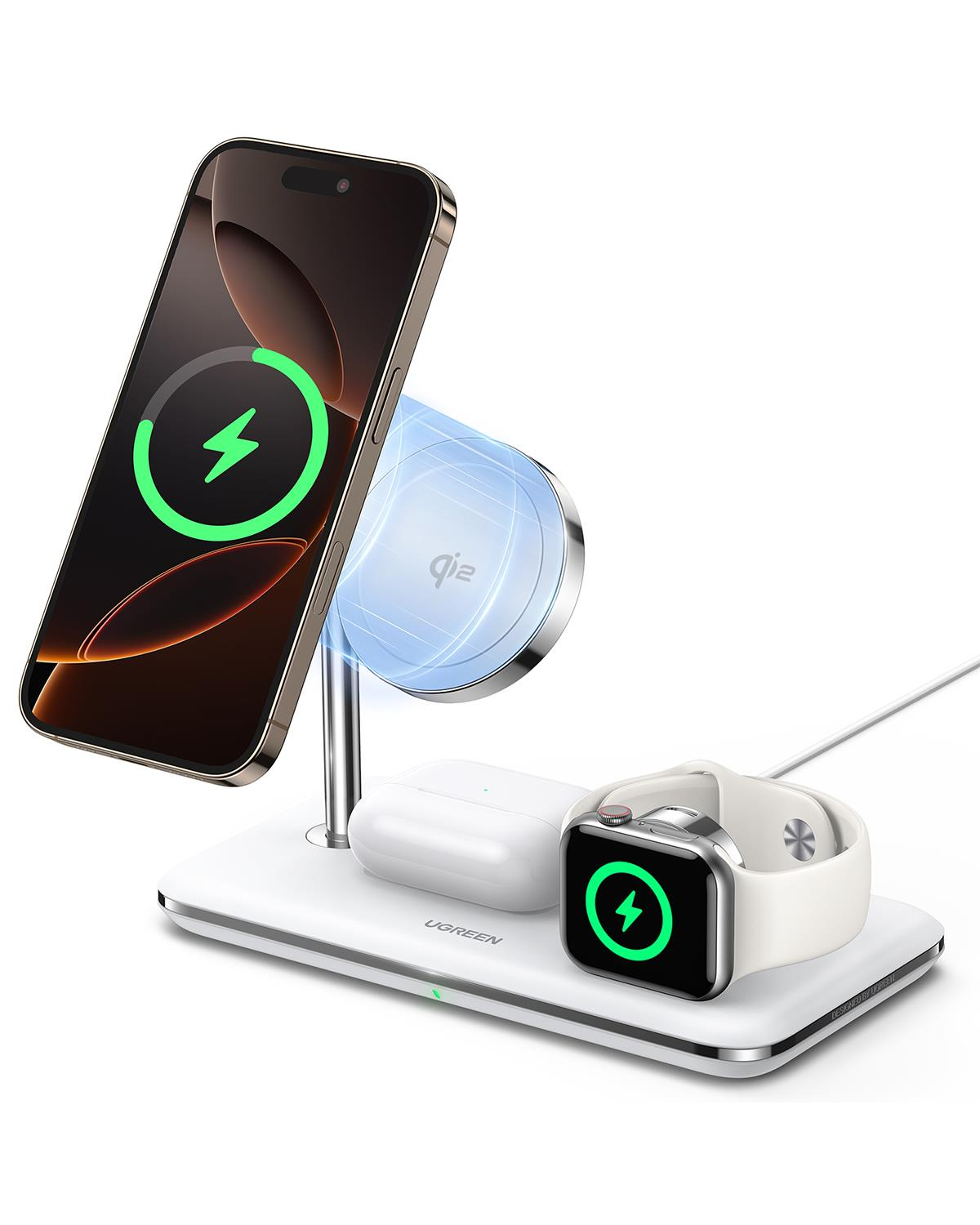 UGREEN 3ü 1 Arada MagSafe 25W Kablosuz Şarj Standı