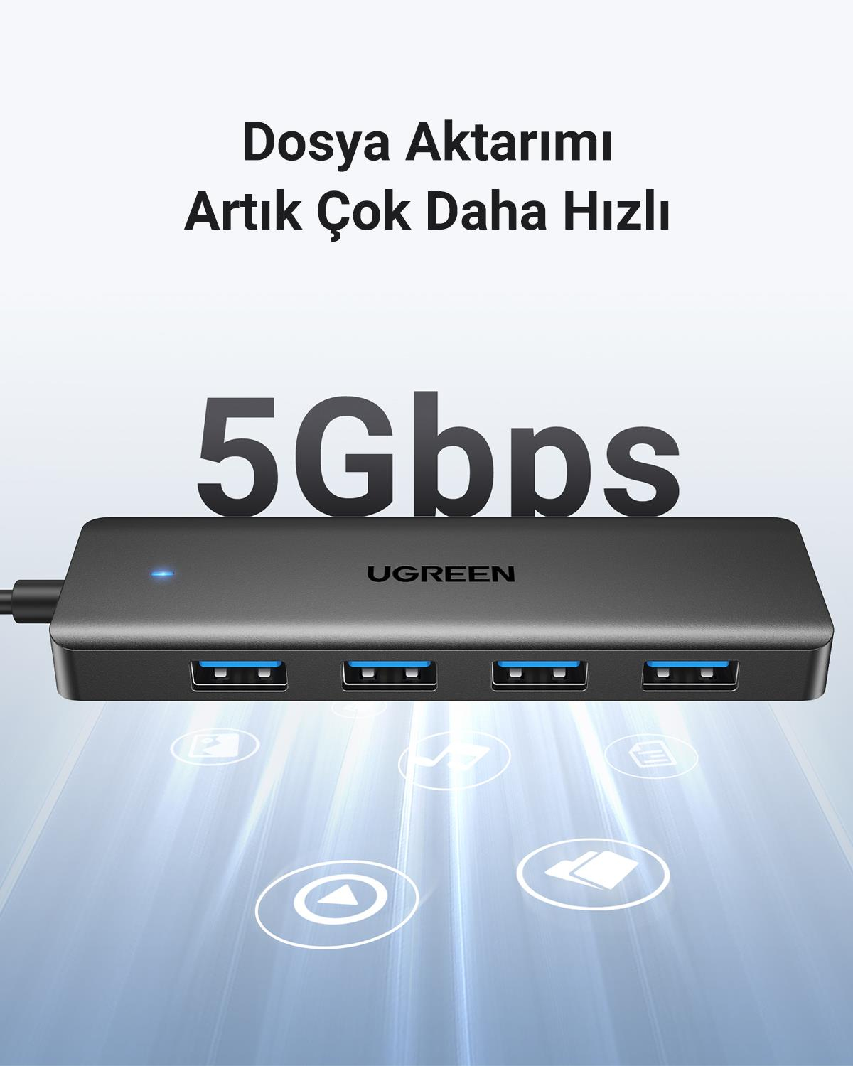 UGREEN 4-in-1 4xUSB-A USB-C Port Çoklayıcı Hub, 20