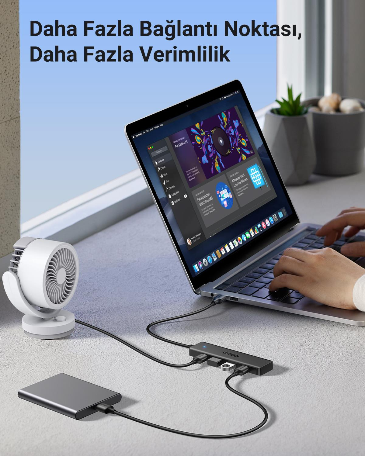 UGREEN 4-in-1 4xUSB-A USB-C Port Çoklayıcı Hub, 20