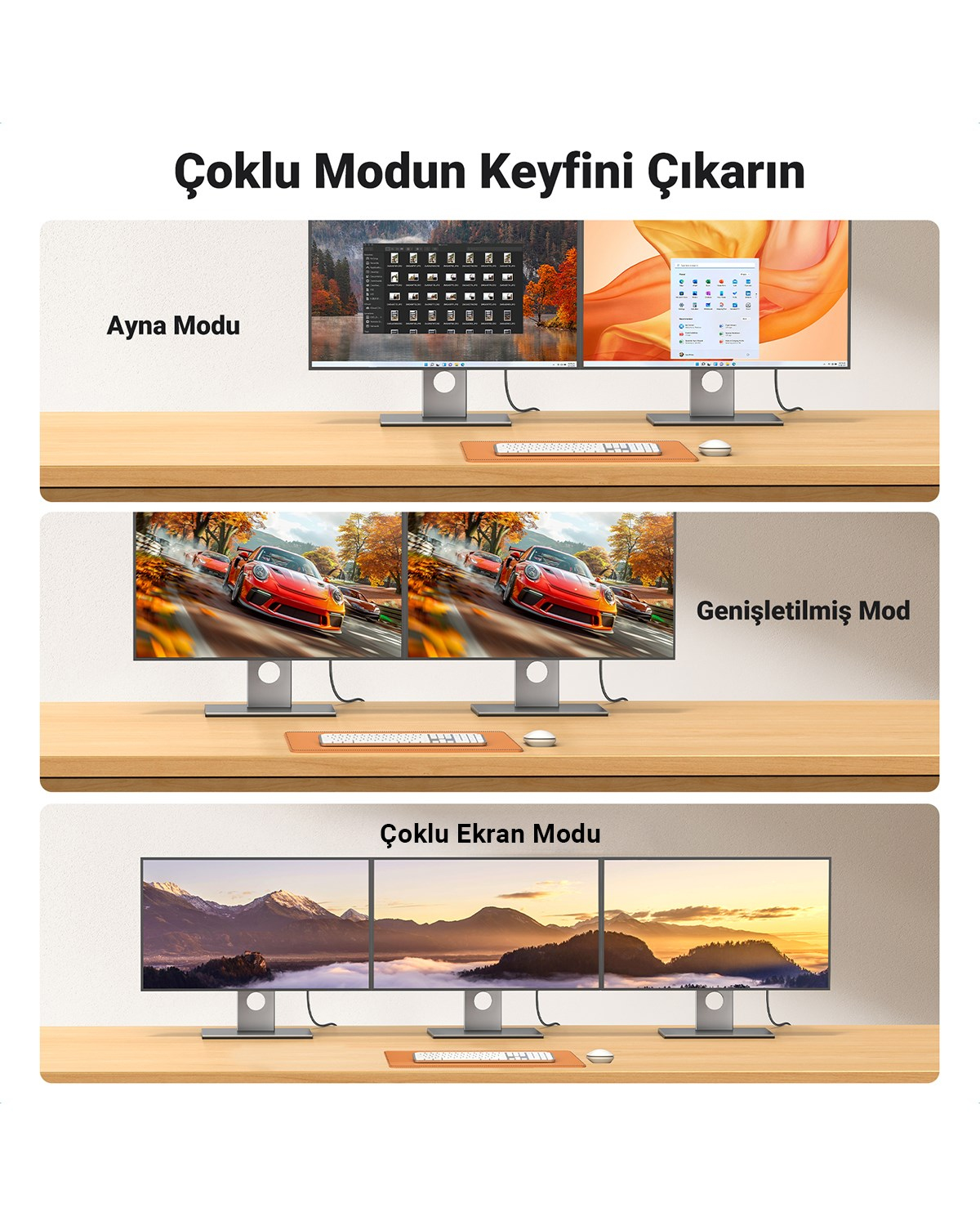 UGREEN 4K 1080P@120Hz Displayport 1.2 to HDMI 1.4 Örgülü Kablo, 2m, 35842