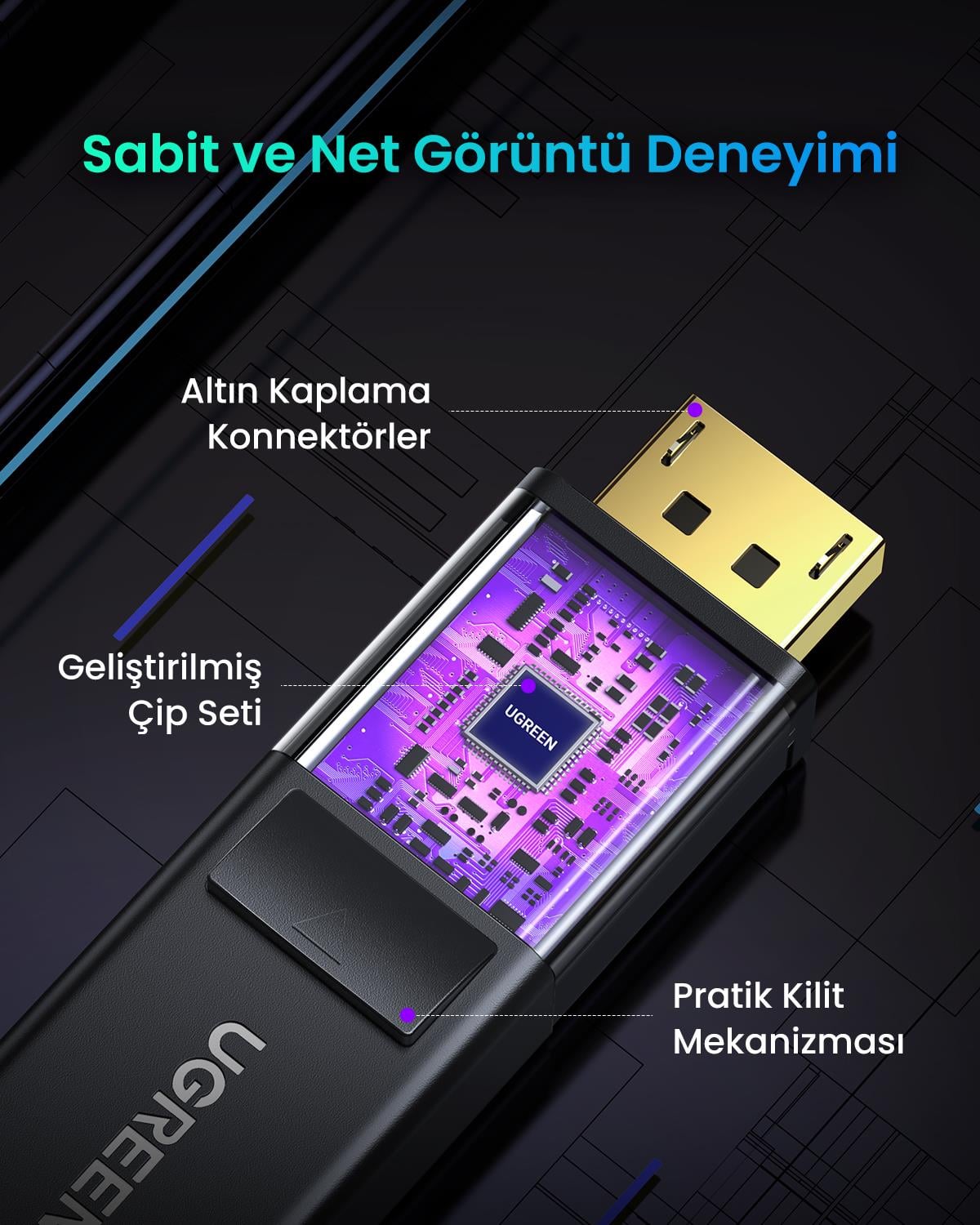 UGREEN 4K Displayport to HDMI Dönüştürücü Kablo 5