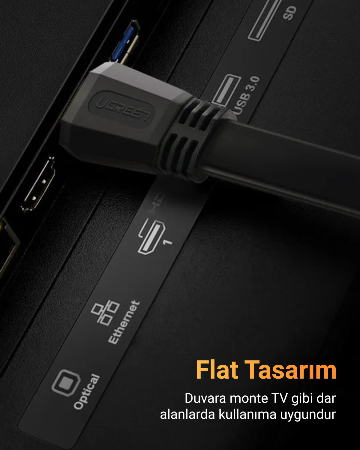 UGREEN 4K Yüksek Hızlı 2.0 HDMI Kablo, 2M, 70159