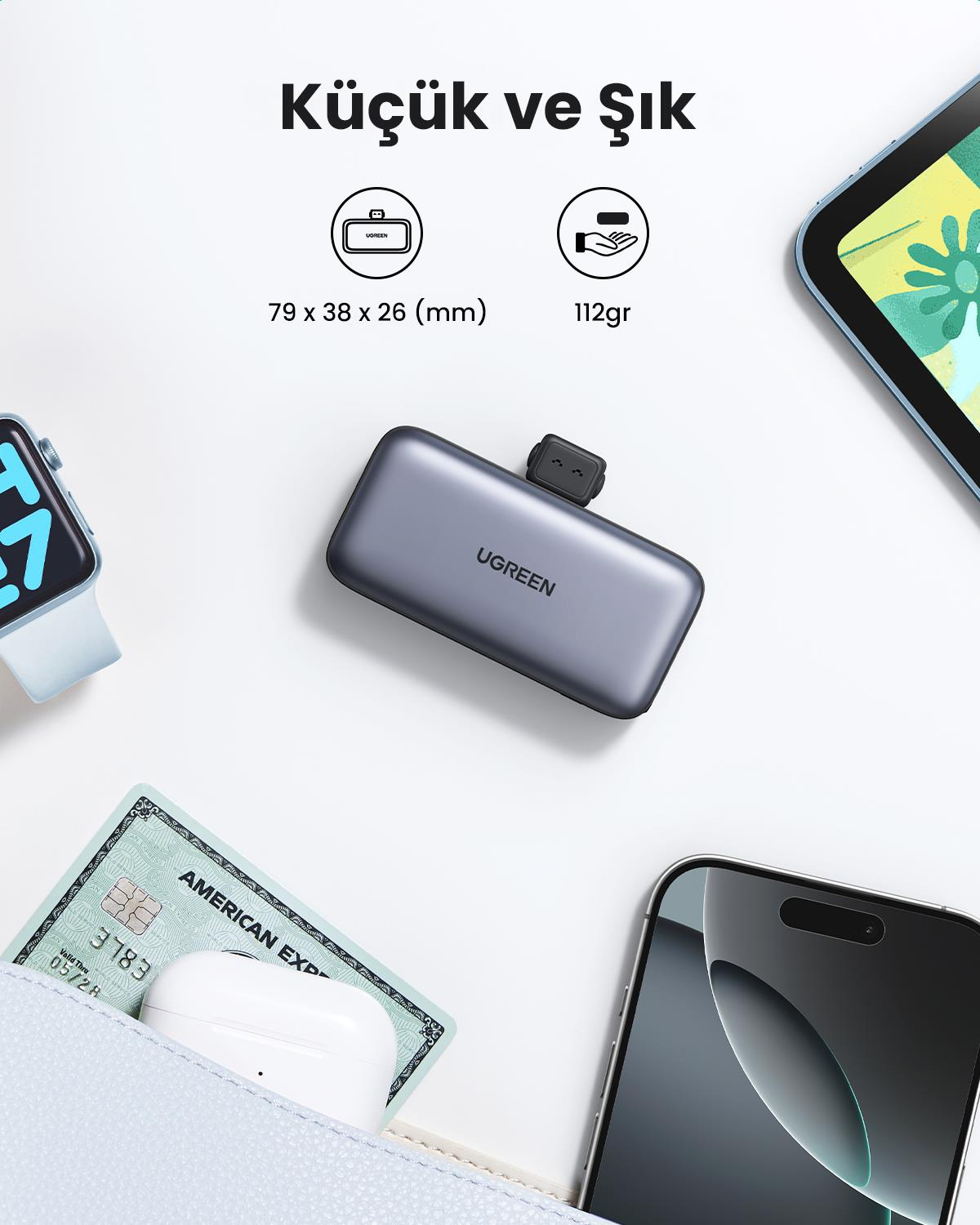UGREEN 5.000 mAh 20W Taşınabilir Standlı Powerbank