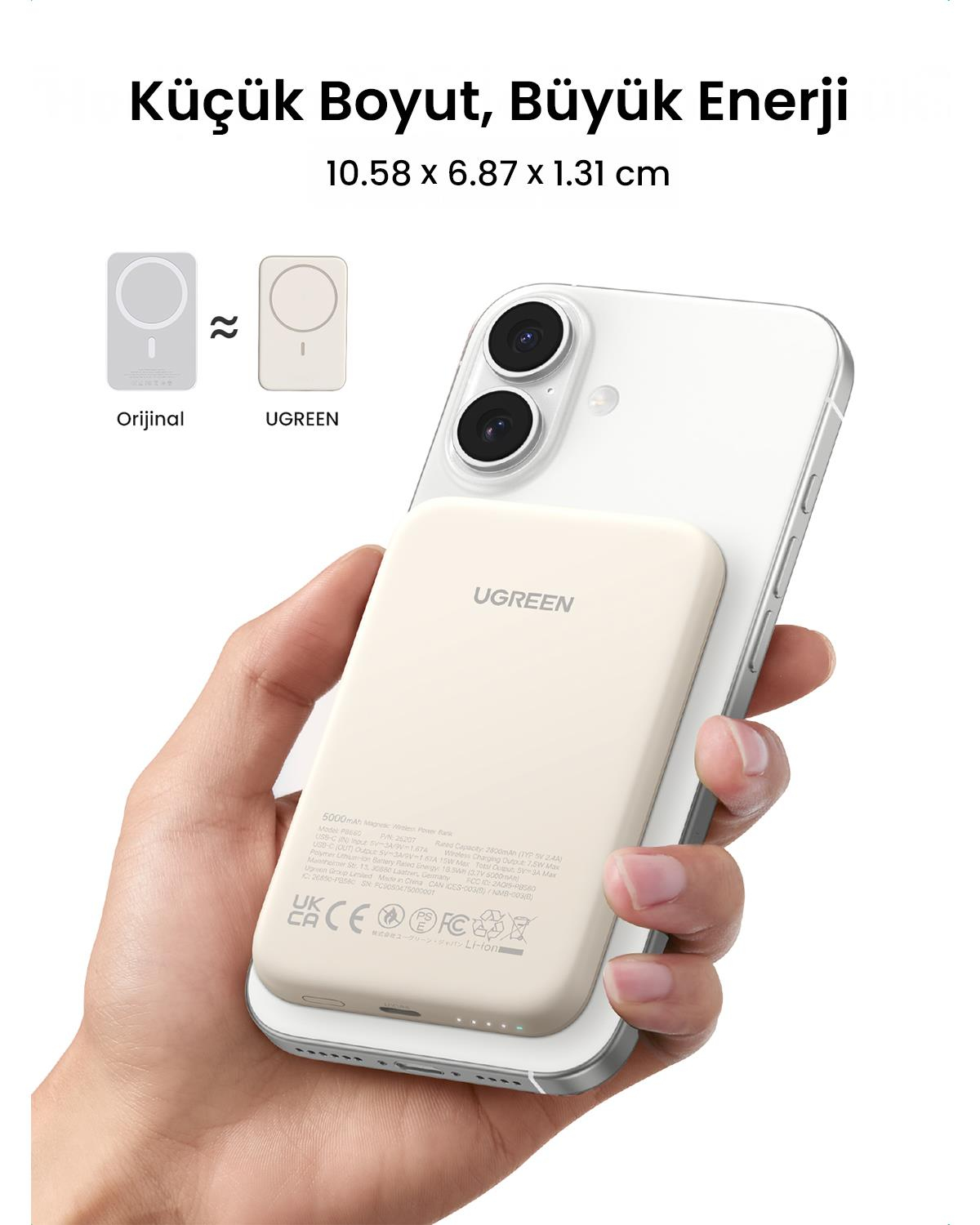 UGREEN 5.000 mAh MagSafe 15W Wireless Powerbank Be