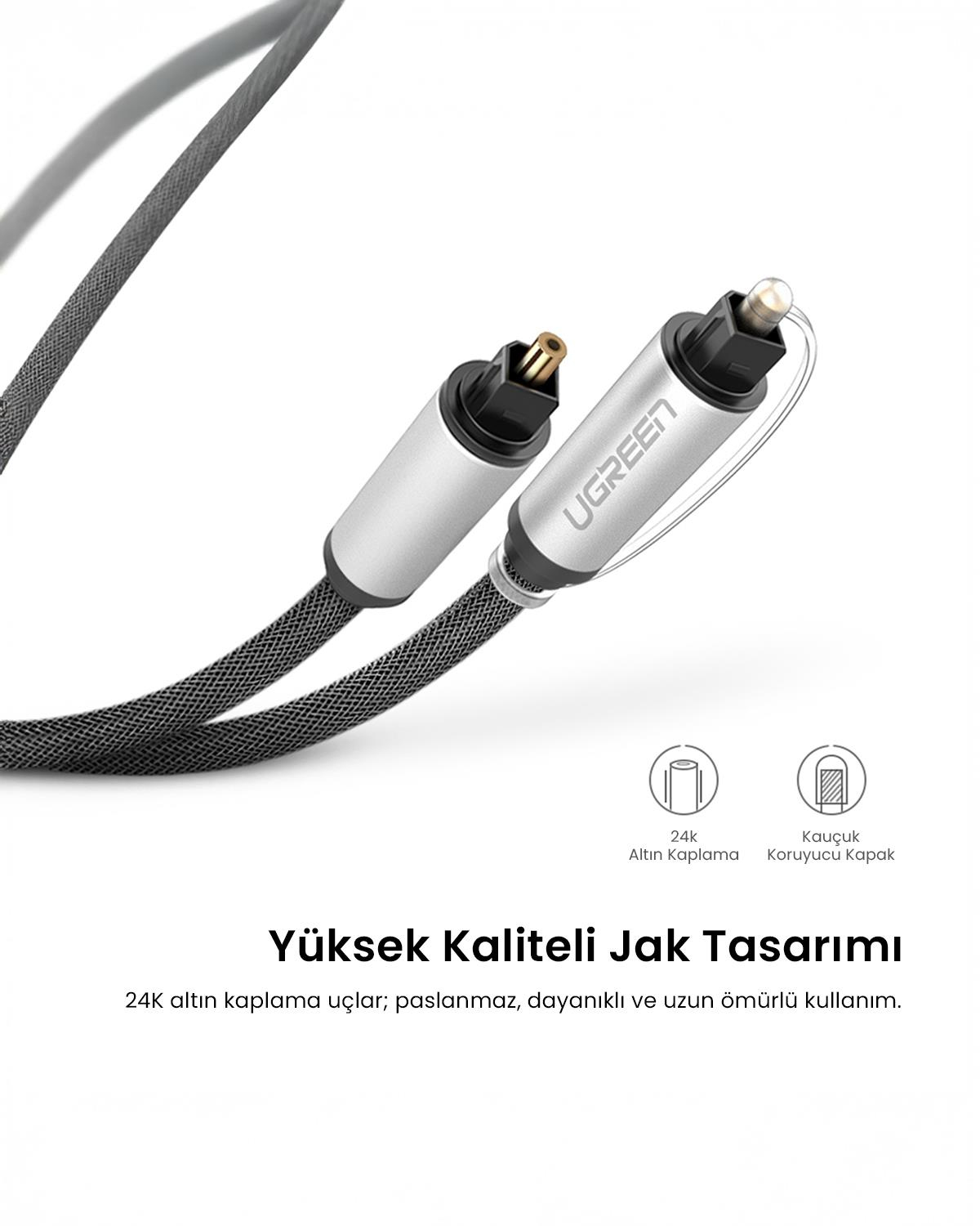 UGREEN 5.1 Dijital Toslink Optik Ses Kablosu 2 Metre, 10540