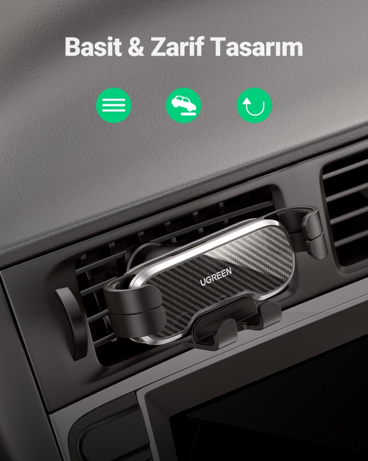 UGREEN 5 Kollu Mekanik Araç İçi Telefon Tutucu Air