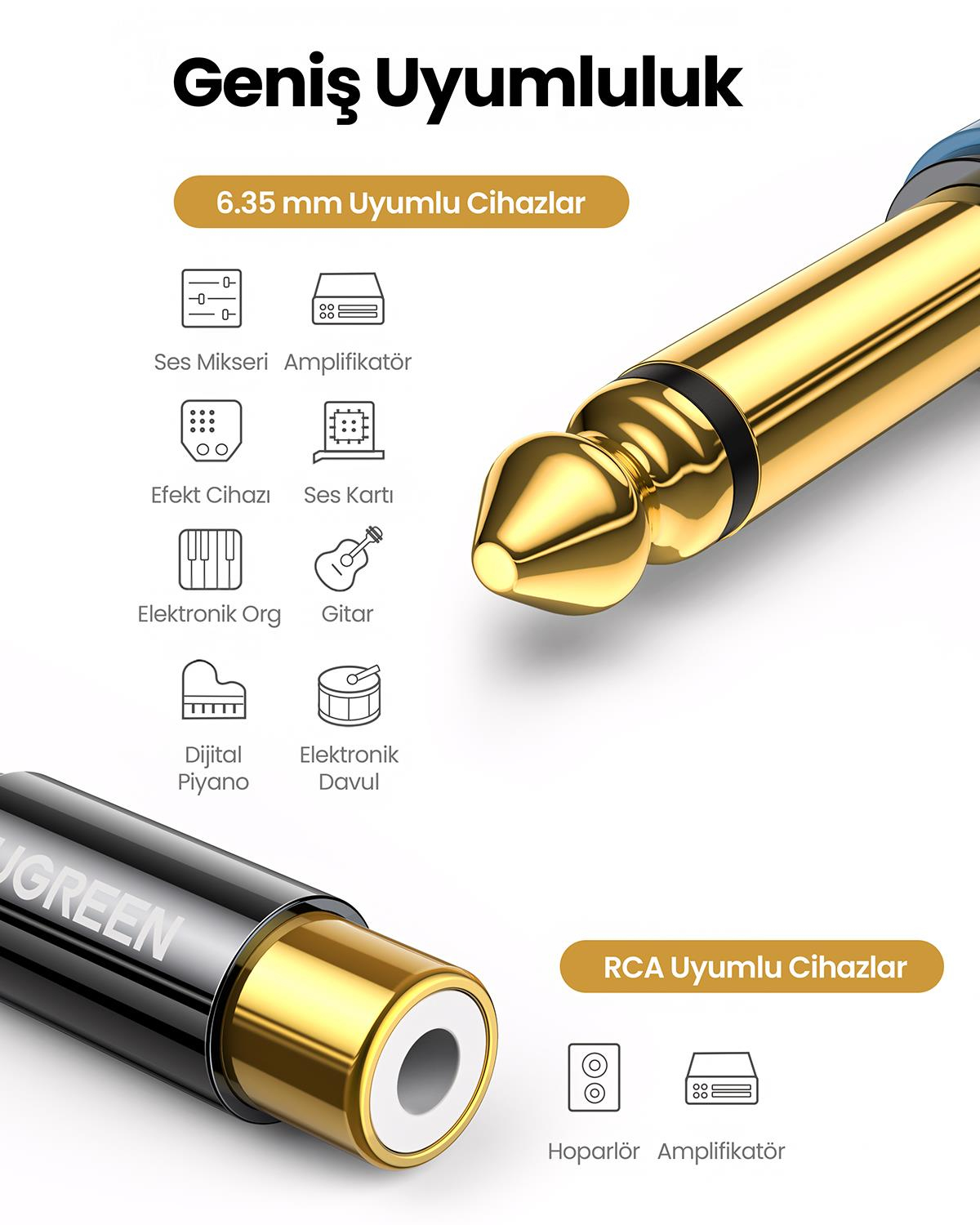 UGREEN 6.35mm Male to RCA Female Adapter