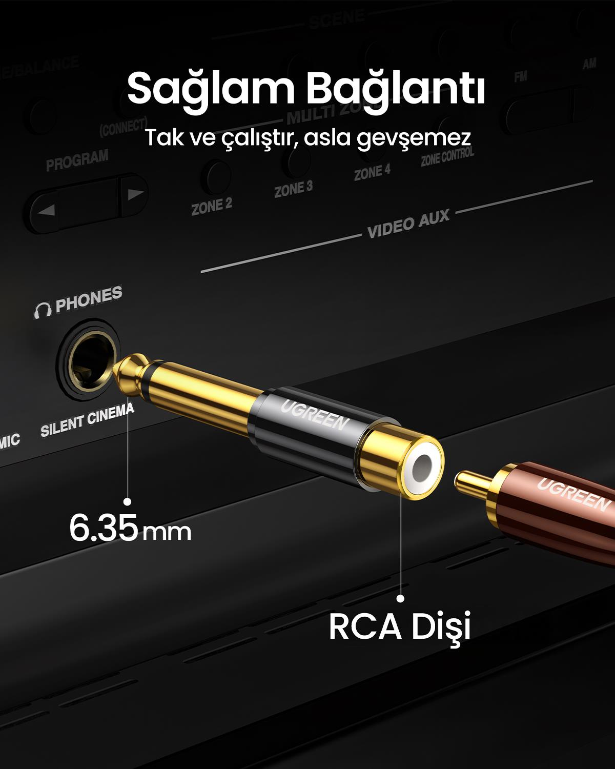UGREEN 6.35mm Male to RCA Female Adapter