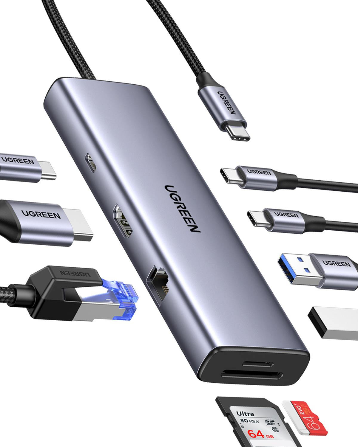 UGREEN 8-in-1 USB 3.0 100W PD Port Çoklayıcı Hub
