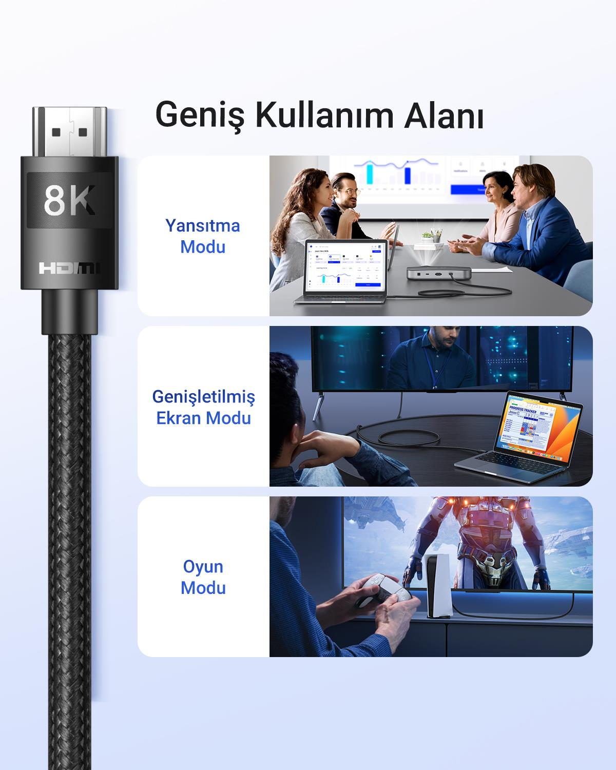 UGREEN 8K HDMI Görüntü Aktarma Kablosu, 2 Metre, 4