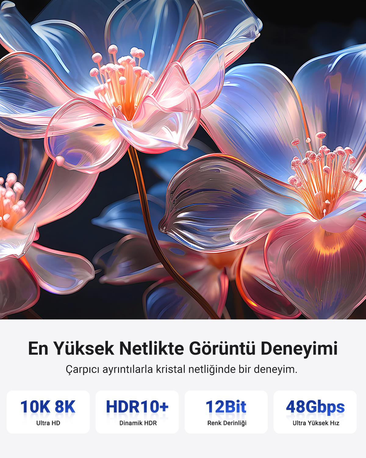 UGREEN 8K HDMI Görüntü Aktarma Kablosu, 1 Metre, 4