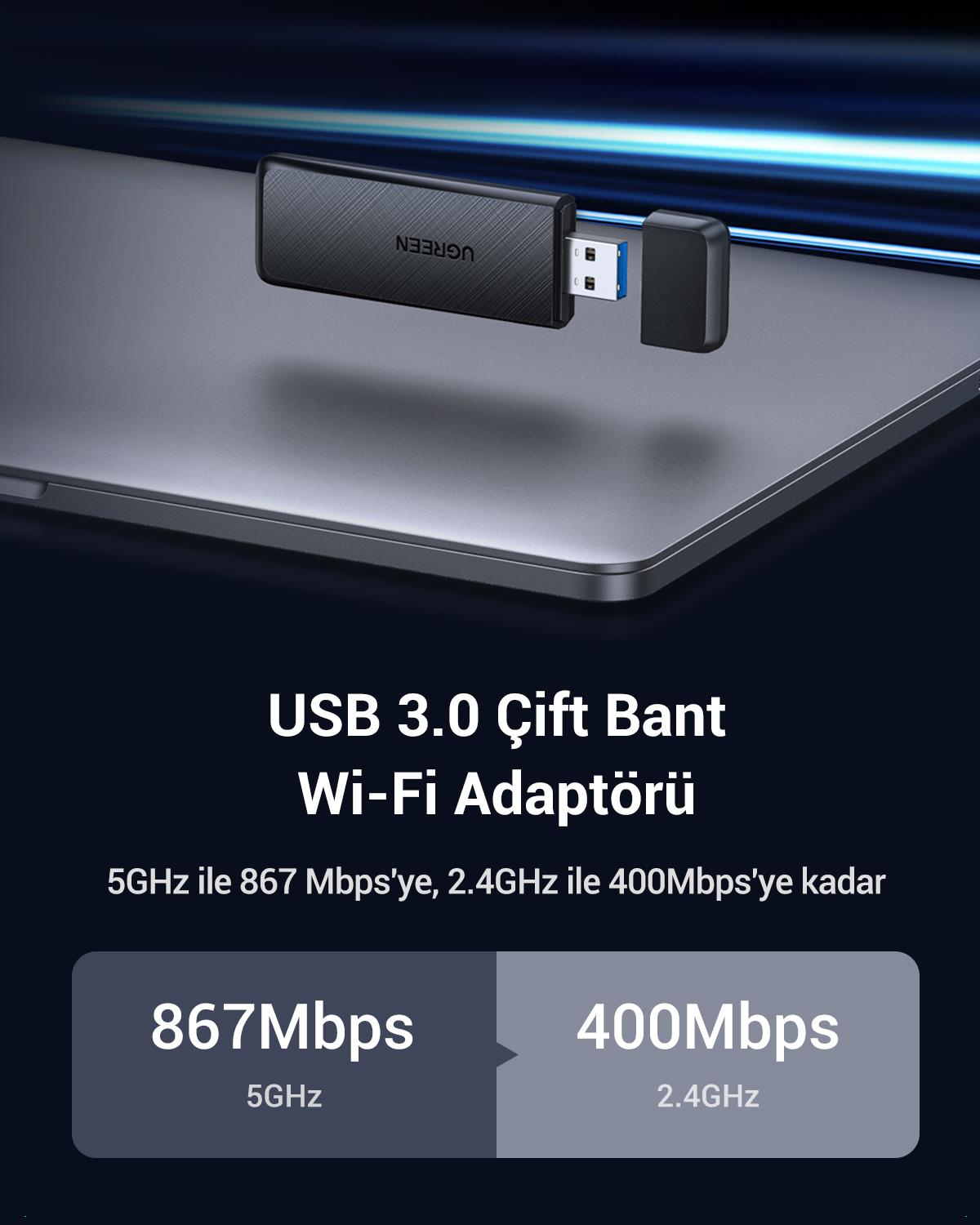 Ugreen AC1300 USB 3.0 1300Mbps 2.4/5Ghz Wi-Fi Adap