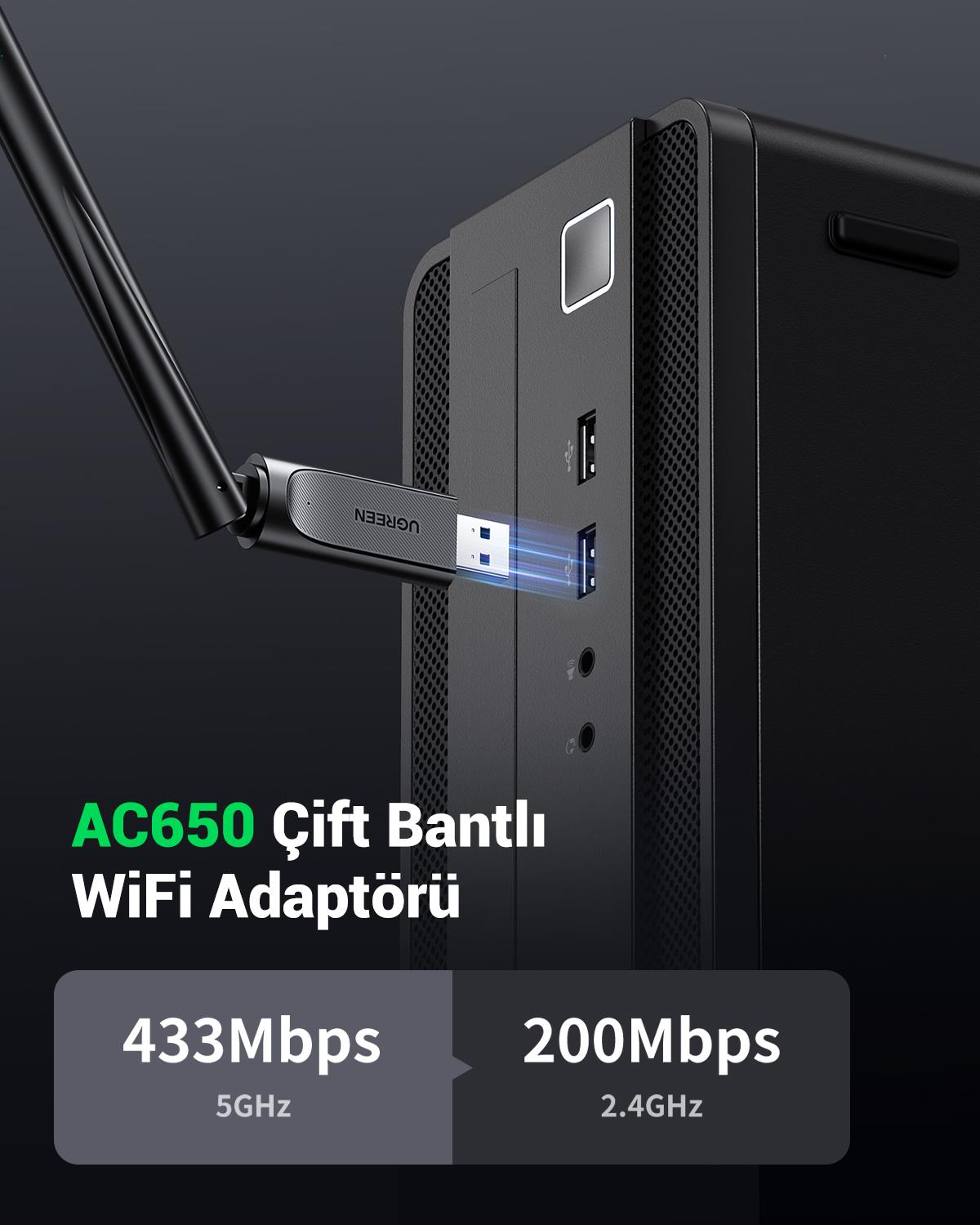 Ugreen AC650 5GHz / 2.4GHz Dual Band Adaptör