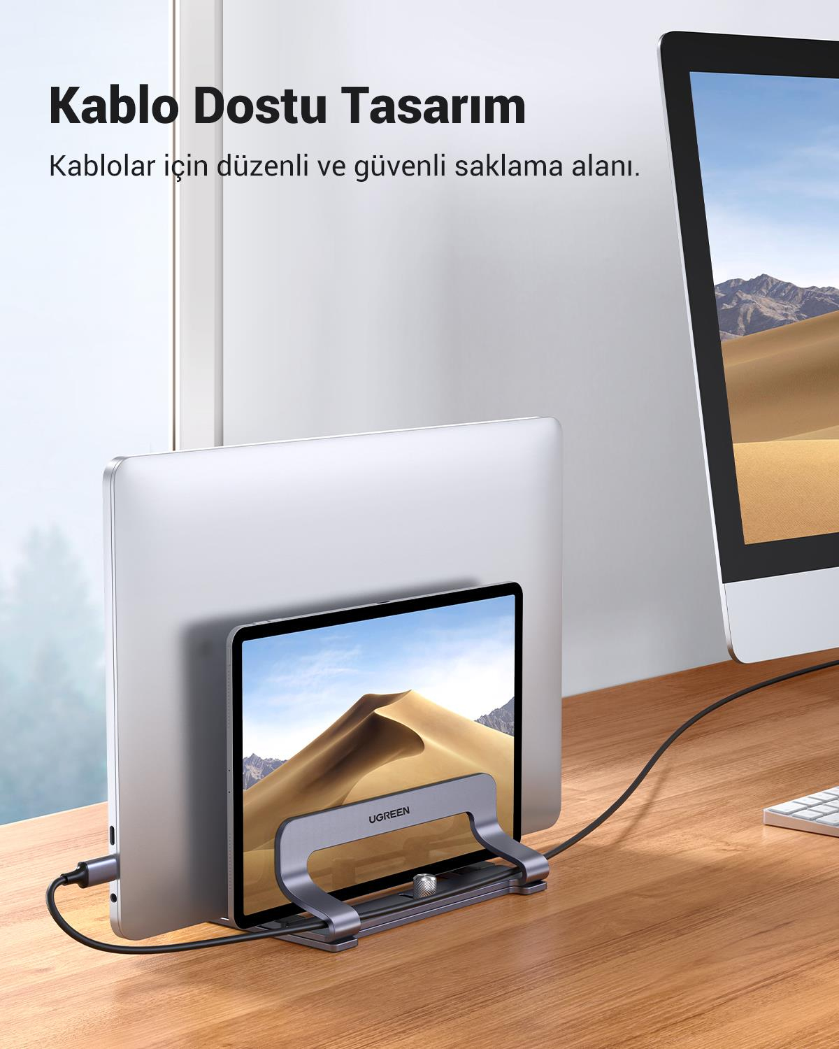UGREEN Alüminyum Çift Yuva Macbook Masaüstü Standı