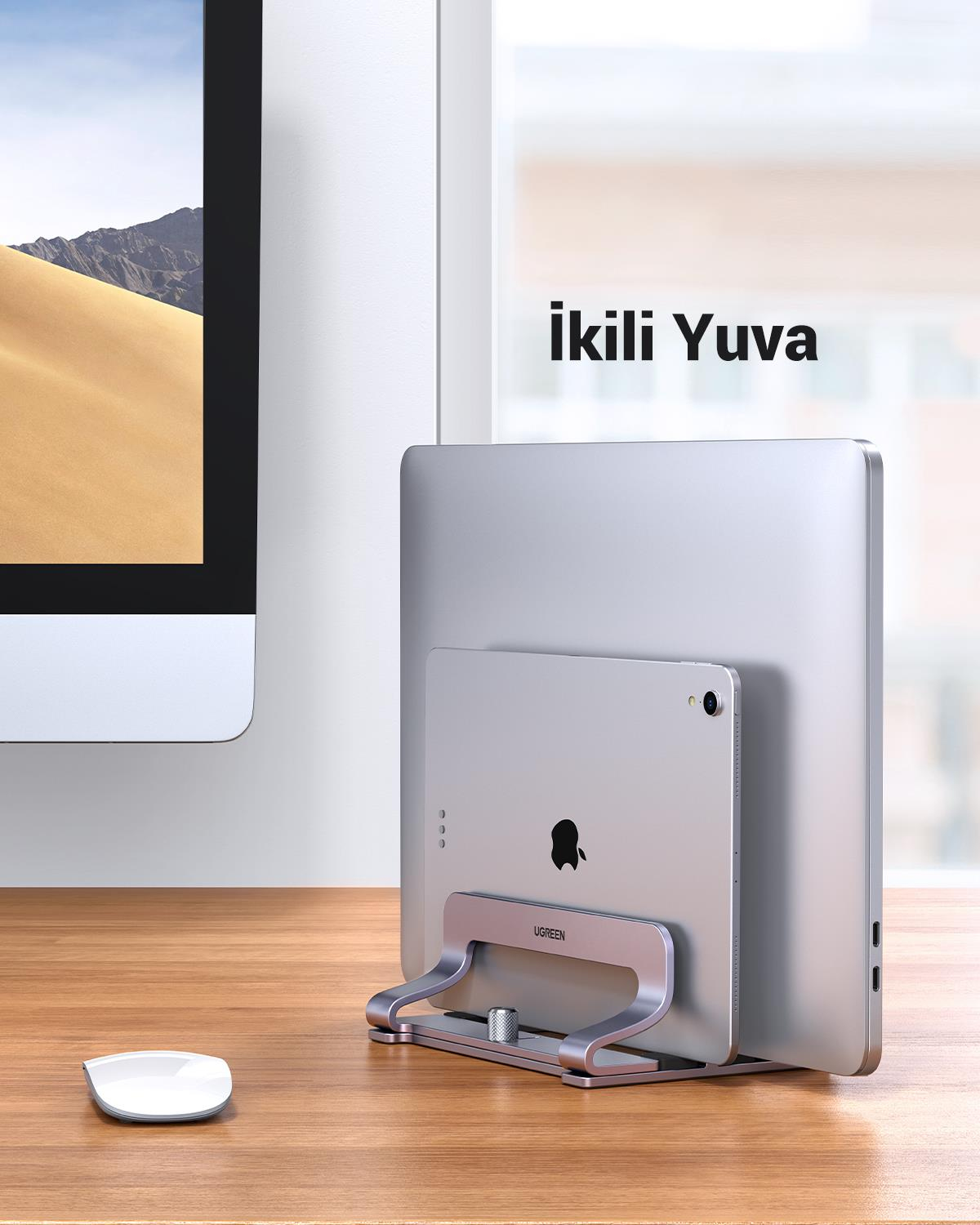 UGREEN Alüminyum Çift Yuva Macbook Masaüstü Standı