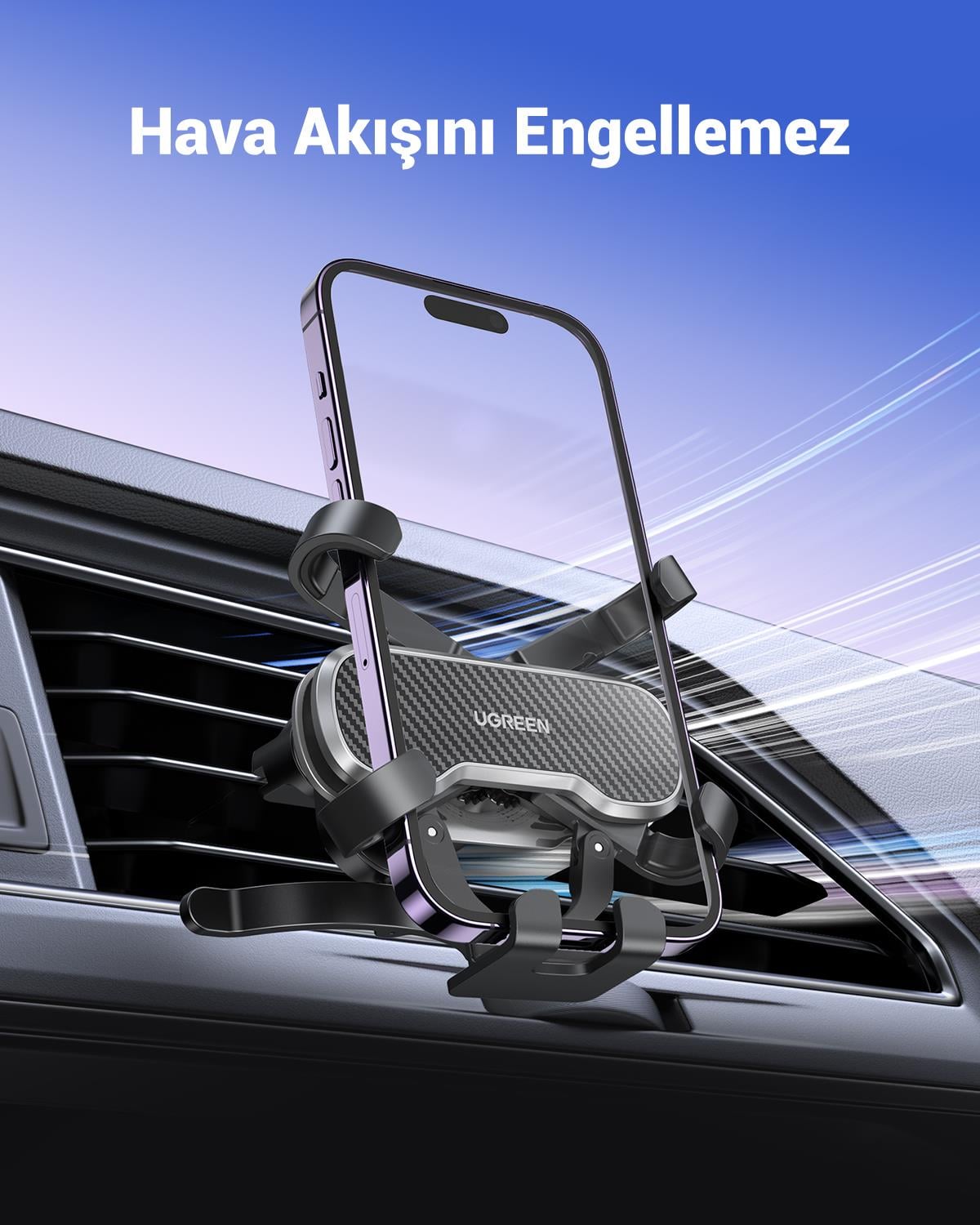 UGREEN Araç İçi Kancalı Telefon Tutucu, Siyah